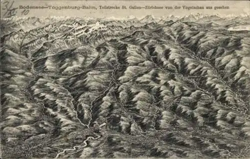 Landkarten Ak Sankt Gallen Stadt Schweiz, Bodensee Toggenburg Bahn, St Gallen Zurichsee Abschnitt