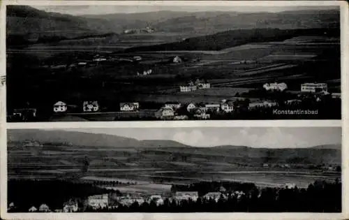 Ak Konstantinovy Lázně Konstantinsbad Region Pilsen, Panorama von  hügelige Landschaft, Villen...