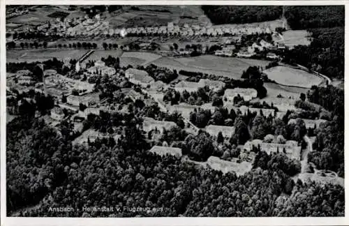 Ak Ansbach in Mittelfranken Bayern, Heilanstalt, Fliegeraufnahme