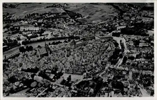 Ak Ansbach in Mittelfranken Bayern, Fliegeraufnahme
