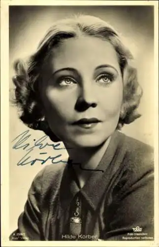 Ak Schauspielerin Hilde Körber, Portrait, Ross Verlag A 2506 1, Autogramm