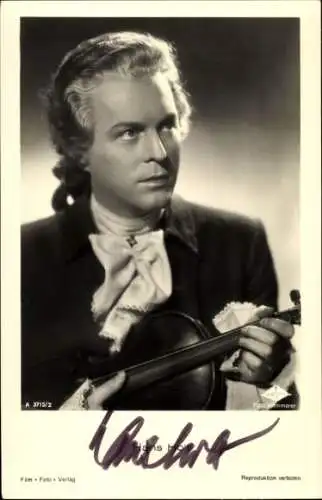 Ak Schauspieler Hans Holt, Portrait, Violine, Film Foto Verlag A 3715/2