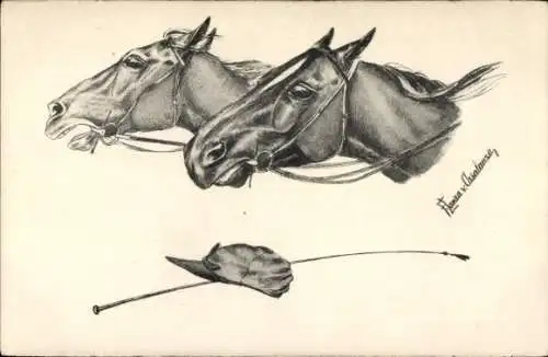 Künstler Ak Rennpferde, Portrait, Kopf