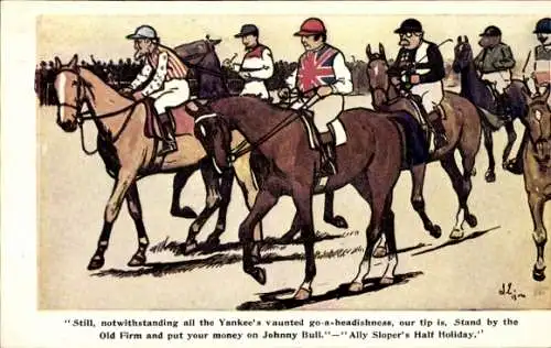 Künstler Ak Internationales Pferderennen