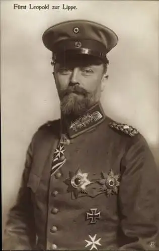 Ak Fürst Leopold zur Lippe, Portrait in Uniform, Abzeichen, RPH