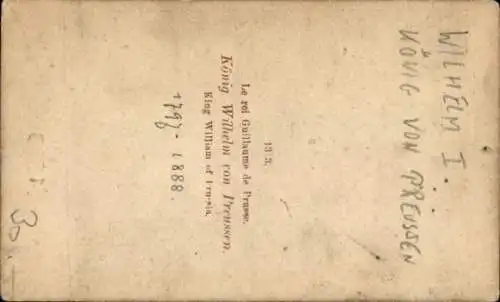 CdV Wilhelm I., König von Preußen, Portrait