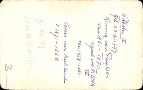 CdV Kaiser Wilhelm I., König von Preußen, Portrait