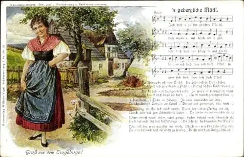 Lied Ak Erzgebirge, Frau in Tracht