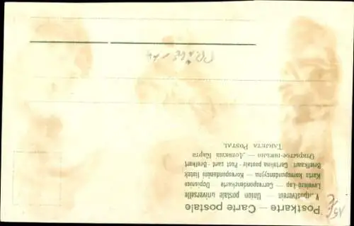 Gräge Litho Neujahr, Pferd, Pferdekopf, Kleeblatt