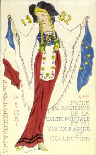 Künstler Ak Alsacienne, Elsässerin in Tracht, Postkartenmesse