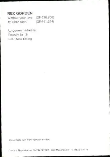 Foto Ak Rex Gordon, Autogramm, Portrait