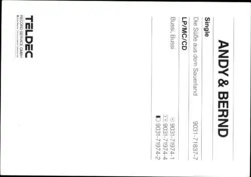 Ak Sänger Andy und Bernd, Autogramme