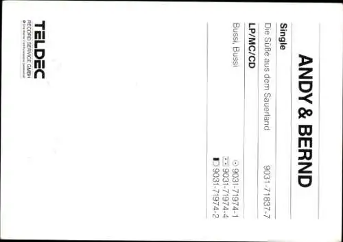 Ak Sänger Andy und Bernd, Autogramme