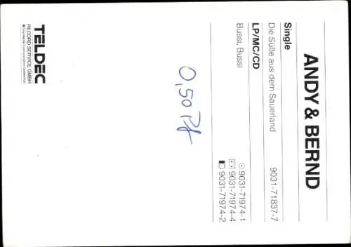 Ak Sänger Andy und Bernd, Autogramme