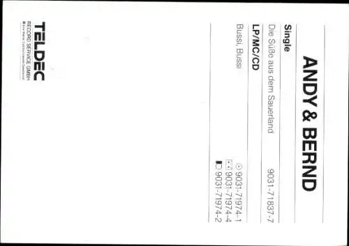 Ak Sänger Andy und Bernd, Autogramme