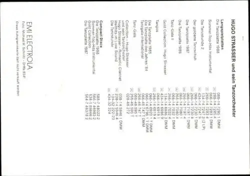 Autogrammkarte Hugo Strasser und Tanzorchester, Autogramm