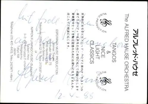 Autogrammkarte Dirigent Alfred Hause