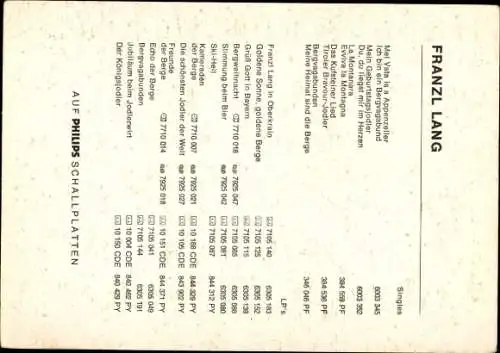 Ak Jodlerkönig Franzl Lang, Portrait, Autogramm