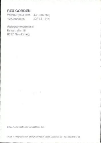 Ak Sänger Rex Gorden, Autogramm