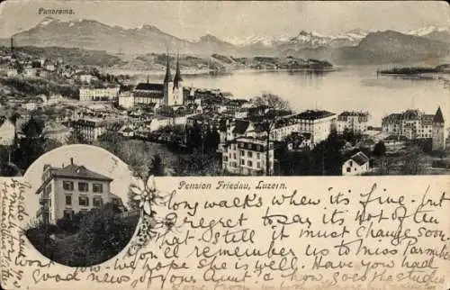 Ak Luzern Stadt Schweiz, Pension Friedau, Panorama