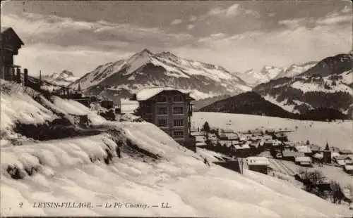 Ak Leysin Kanton Waadt, Winterlandschaft, Berge, Gebäude, Schneebedeckte Umgebung