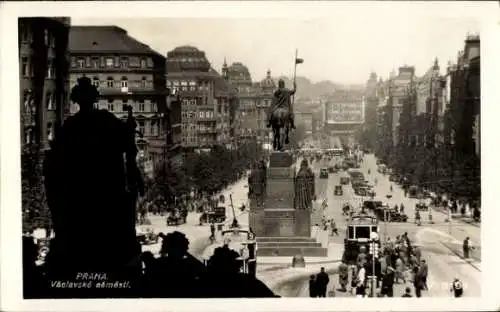 Ak Praha Prag Tschechien, Wenzelsplatz, Denkmal