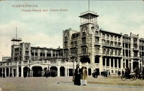 Ak Scheveningen Den Haag Südholland, Oranje-Galerij met Palace-Hotel