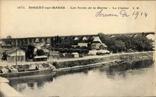Ak Nogent sur Marne Val de Marne, Bords de la Marne, Viadukt
