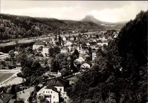 Ak Bad Schandau Sächsische Schweiz, im Hintergrund der Lilienstein 