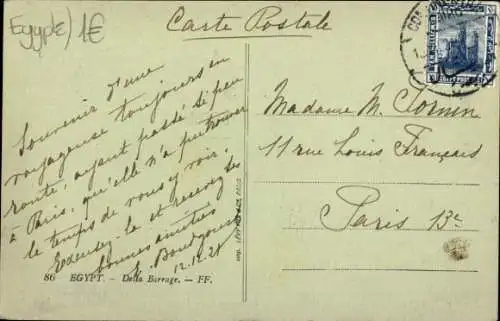 CPA Alexandrie, Égypte, Barrage du Delia