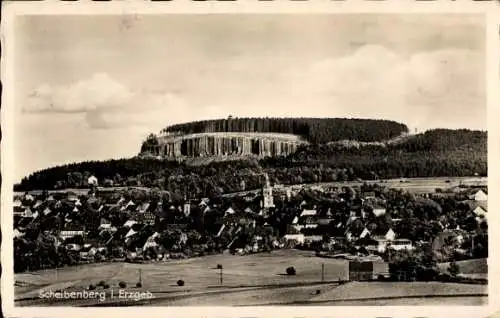 Ak Scheibenberg im Erzgebirge, Gesamtansicht, Orgelpfeifen