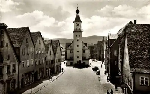 Ak Hersbruck in Mittelfranken, Stadtansicht, Rathaus, historische Architektur, Schwarz-Weiß-Foto