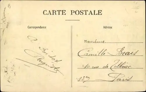 CPA Un coin de Campement, Passage d'un Aéroplane