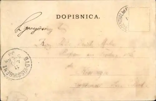 Ak Ralbitz Rosenthal Oberlausitz, Kirche, Schule, Donatec a Braeuerjec statokaj