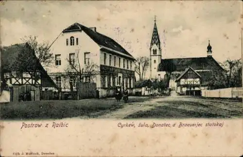 Ak Ralbitz Rosenthal Oberlausitz, Kirche, Donatec a Braeuerjec statokaj