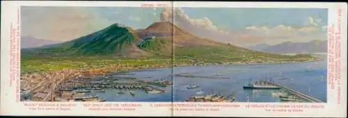 Klapp Ak Napoli Neapel Campania, Panorama, Hafen, Vesuv und Vesuvbahn