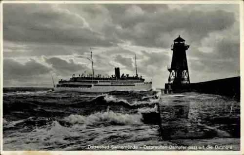 Ak Świnoujście Swinemünde Pommern, Ostseebad  Ostpreußen-Dampfer, Ostmole