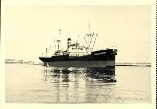 Ak Dampfer Fritz Schoop auf der Ausreise nach Finnland, Reederei Poseidon