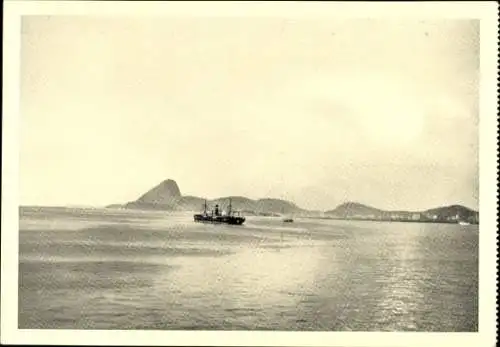 Ak Dampfer Poseidon beim Einlaufen in Rio de Janeiro, Reederei Poseidon