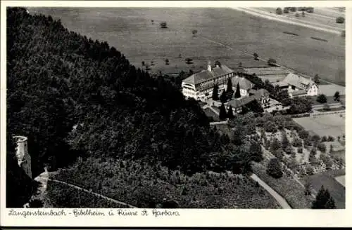 Ak Langensteinbach Karlsbad in Baden, Fliegeraufnahme, Bibelheim, Ruine St. Barbara