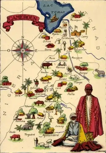 Landkarten Ak Kamerun, Lac Tchad