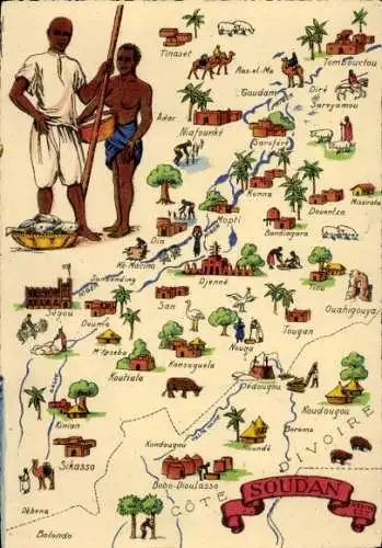 Landkarten Ak Sudan, Fischer