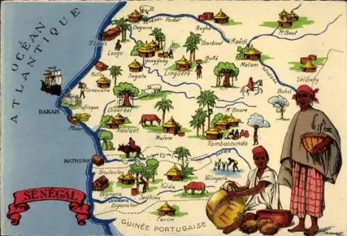 Landkarten Ak Dakar Senegal, Bignona, Sedhiou