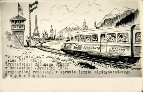 Künstler Ak Esperanto Express, UNESCO