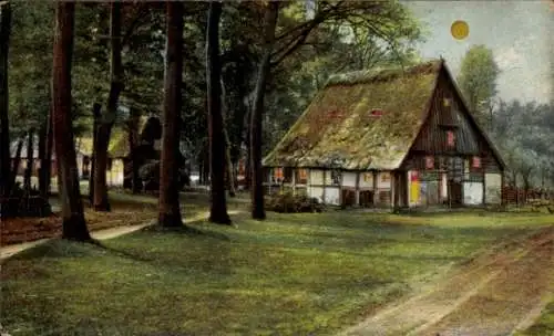 Halt gegen das Licht Ak Glückwunsch Geburtstag, Dorfpartie