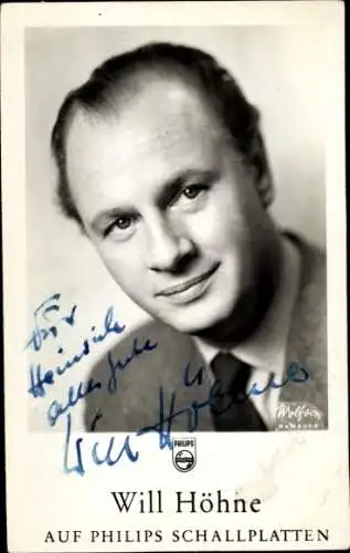 Ak Sänger Will Höhne, Autogramm