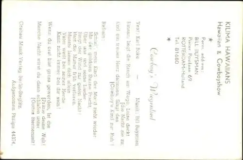 Autogrammkarte The Kilima Hawaiians, Autogramm