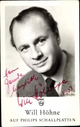 Ak Sänger Will Höhne, Autogramm