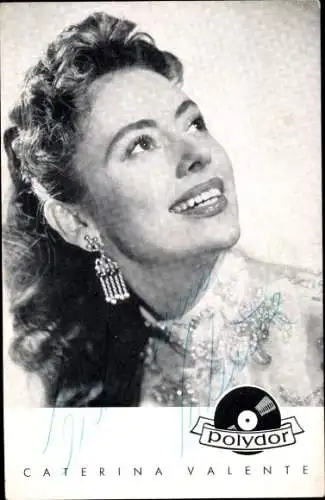 Ak Schauspielerin und Sängerin Caterina Valente, Polydor Schallplatten, Portrait, Autogramm