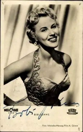 Ak Schauspielerin Bibi Johns, An jedem Finger zehn, Portrait